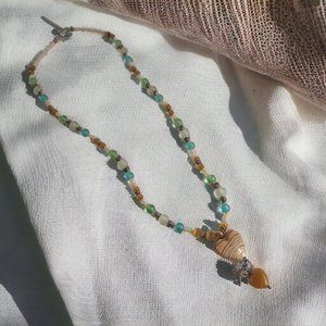 Necklace Boho Beach Core Jewelry 28 In Sea Glass Gem Costume Colorful Charm